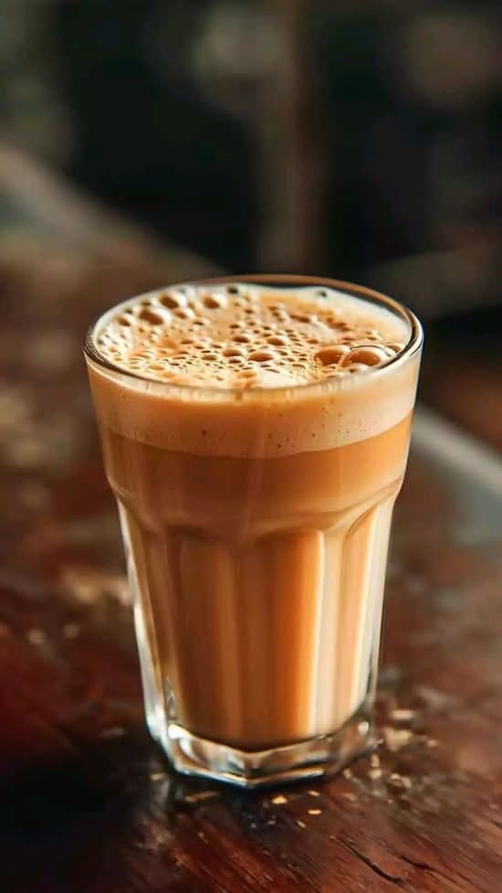 A glass of steaming masala chai